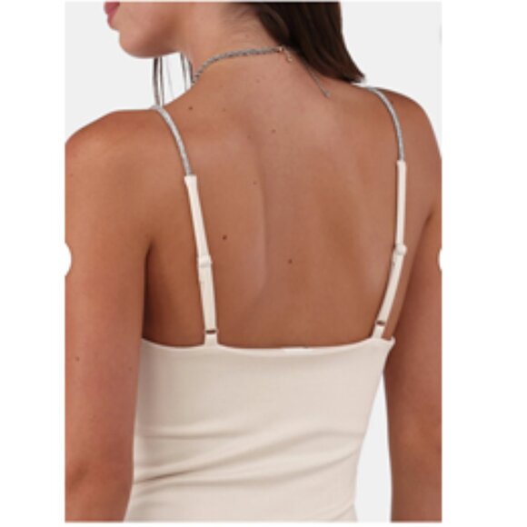 NWT~ No Boundaries Cream Colored Bodysuit with Rhinestone Straps (Size: Large) - Picture 3 of 16